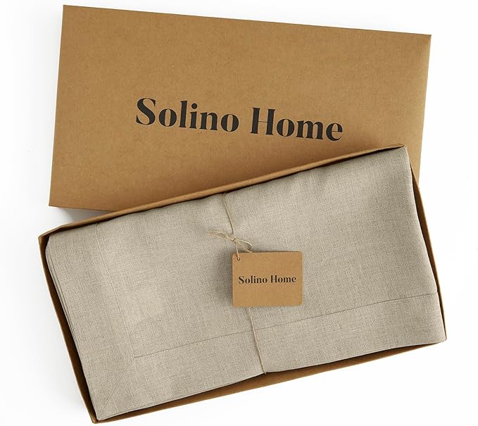 Solino Home Natural Linen Tablecloth 60 x 120 Inch - 100% Pure Linen Table Cloth for Rectangle Tables - Fete, Machine Washable Tablecloth for Spring, Easter