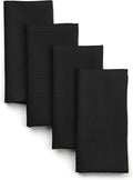 D'Moksha Homes Black Linen Napkins 18 x 18 Inch - 100% Pure Linen Cloth Washable Dinner Napkins Set of 4 for Spring, Easter