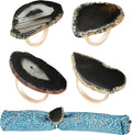 CozyTower Agate Napkin Rings Set of 4, Gold Napkin Holders for Cloth Napkins, Unique Wedding Decorations Napkin Ring Kitchen Accessories for Dinner Party (Black Agate)