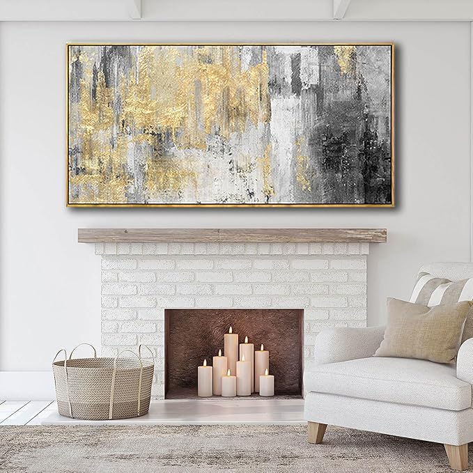 Home Decor Large Wall Art Gold Abstract Art 30"x60"Black Wall Decor Living Room Framed Artwork Paintings for Office Bedroom Dinning Room