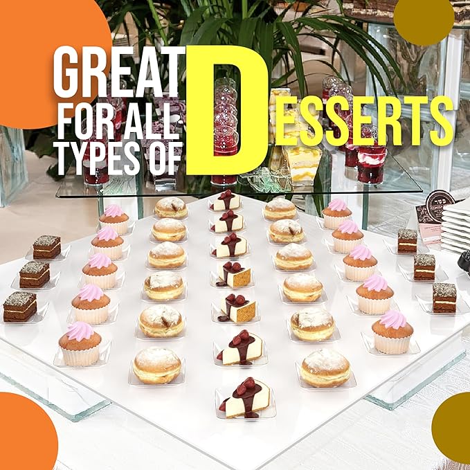 Exquisite Tiny Mini Dessert Plates - 120 Pack 2.4 In. x 2.4 In. Clear Disposable Appetizer Plates - Small Plastic BPA Free for Weddings
