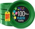 Emerald Green Plastic Plates For Party 9" Emerald Green Disposable Plates Heavy Duty 100 Pcs Plastic Dinnerware Sets Heavy Duty 350 GSM Disposable Dinnerware Set