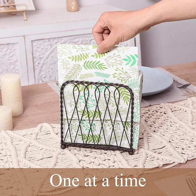 NIKKY HOME Vintage Intertwined Metal Napkin Holder Decorative Upright Tissue Dispenser - Black