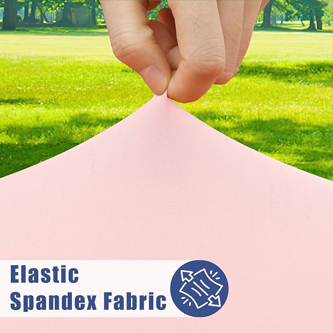 Round Spandex Valentines Day Tablecloth, Elastic Fitted Waterproof Tablecloths for 57"-68" Tables, Stretch Washable Picnic Table Cover for Camping, Dining, Indoor and Outdoor, Pink