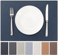Faux Leather Placemats Set of 4 Vinyl Washable Wipeable Table Mats for Kitchen Dining Table Heat Resistant Waterproof Modern Indoor/Outdoor Placemats Non-Slip Easy Clean Place Mats (Navy Blue)