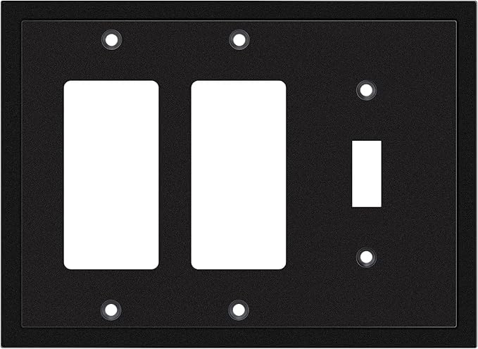 Henne Bery Modern Edge Decorative Wall Plate Switch Plate Outlet Cover, Durable Solid Zinc Alloy (Single Toggle/Double Decorator, Matte Black)