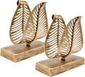 Set of 2 Freestanding Modern Napkin Holder with Leaf Design, Tabletop Tissue Dispenser, Countertop Napkin Storage Organizer – Bronze