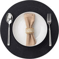 Round Placemats Set of 8 Woven Placemats Washable Braided Table Mats for Dining Table Heat Resistant Non-Slip Circle Place Mats(Black)
