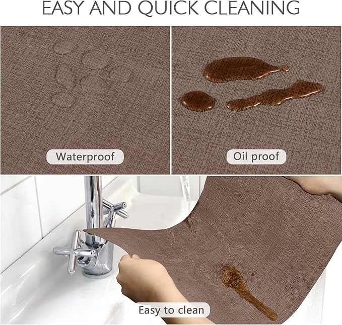 Faux Leather Placemats Set of 4 Washable PU Table mats for Kitchen Table - Heat Resistant, Waterproof, Easy Clean, Anti Slip 11.8" x 17" (Dark Brown-4 Pack)