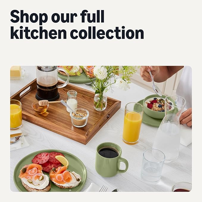Amazon Basics Glazed Stoneware Serving Bowls, 3-Piece Set, Dishwasher-Safe, Olive