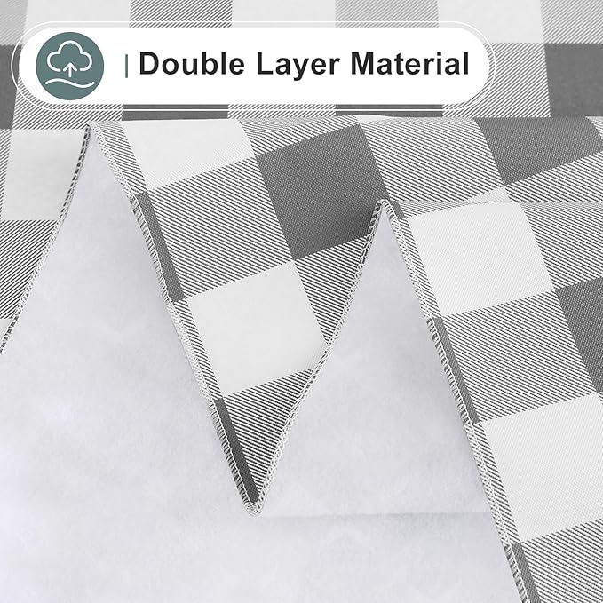 misaya Rectangle Waterproof Vinyl Table Cloth, Buffalo Flannel Backed Tablecloth, Wipeable Plastic Table Cover for Dinner, Kitchen, Outdoor (60" x 84", Grey and White)