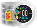 Clear Plastic Plates For Party 9" Clear Disposable Plates Heavy Duty 100 Pcs Plastic Dinnerware Sets Heavy Duty 350 GSM Disposable Dinnerware Set