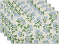 Hydrangea Placemats Set of 4 - Spring Summer Place Mats 12x18 Blue Floral Table Mats Flower Kitchen Mats for Party Dining Table