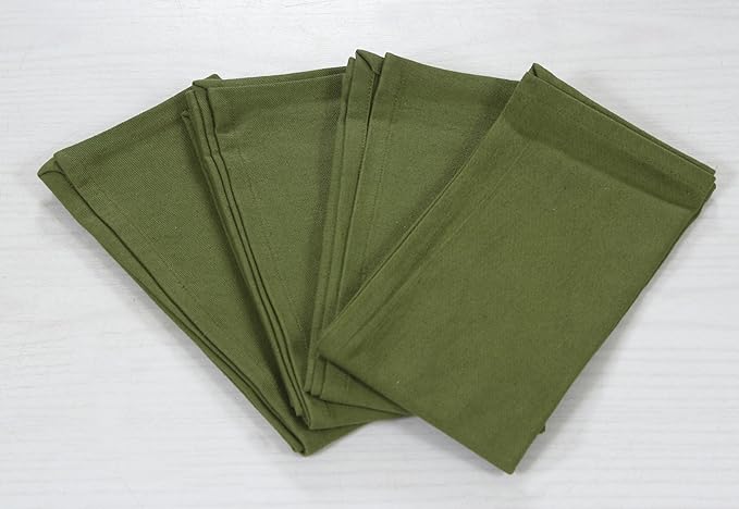 ACCENTHOME Accent Home 100% Cotton Napkins, Delicate Cloth Napkins for Dinners, Parties and Weddings，18 x 18 Inch Set of 12 - Olive Green