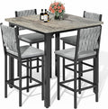 AWQM 5-Piece Dining Table Set, Dining Table Set for 4, Counter Height Table & 4 Velvet Bar Stools, Modern Kitchen Dining Set, Compact Dining Set for Small Spaces (Gray & Velvet Chairs)