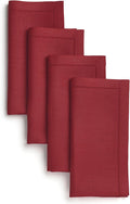 D'Moksha Homes Red Linen Napkins Set of 4 - Classic Hemstitch 100% Pure Linen Hemstitch Dinner Napkins 20 x 20 Inch for Valentines, Spring - Handcrafted and Machine Washable