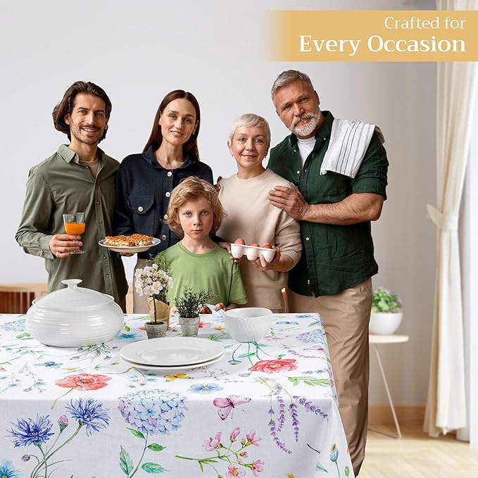 Maison d' Hermine Table Cloth Rectangle Table 100% Cotton 60 x 120 Inches Tablecloth Reusable Decorative for Dining Room Farmhouse Home Valentines Day Decorations Spring Summer - Just Floral