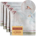 Maison d' Hermine Cloth Napkins Set of 4 100% Cotton Everyday Reusable Square Napkins Cloth Washable Dinner Party Wedding Restaurant Valentines Day Decorations Spring/Summer (Flying Birds, 20" x 20")