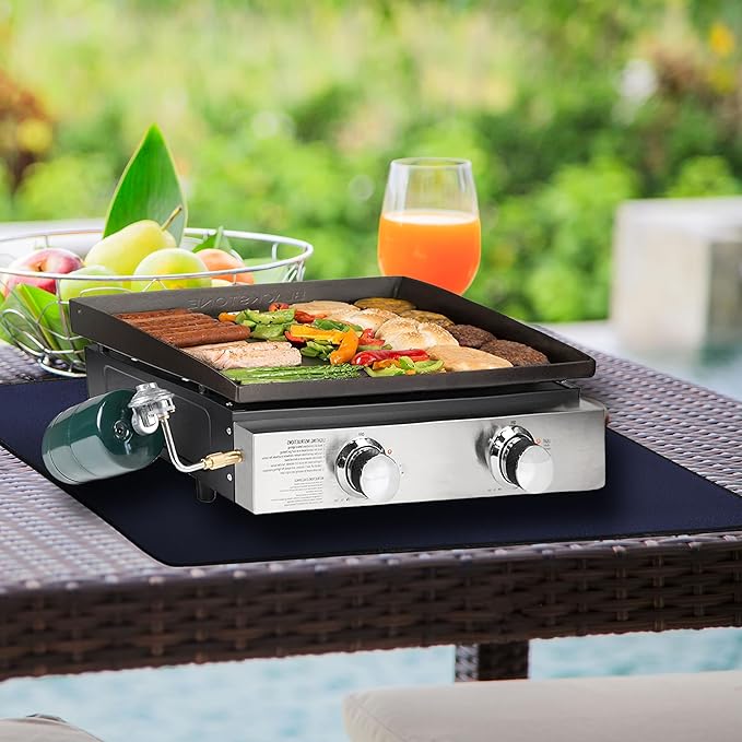 Blackstone Griddle Blue 24x36 Inch Heat Resistant Mat for Outdoor Grill Table & Indoor Fireplace