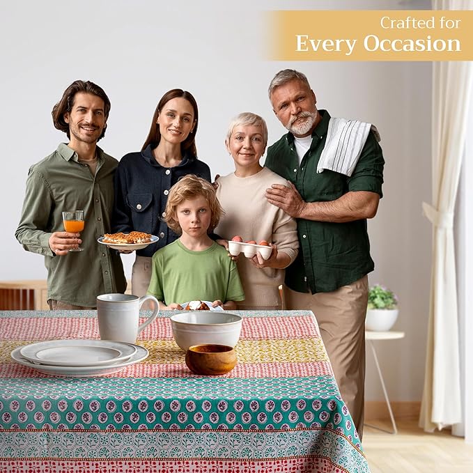 Maison d' Hermine Table Cloth Rectangle Table 100% Cotton 54 x 72 Inches Tablecloth Reusable Decorative for Dining Room Farmhouse Home Valentines Day Decorations Spring Summer - Provence