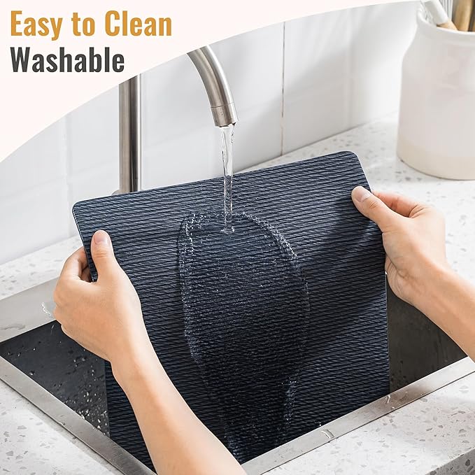 Jovono Faux Leather Placemats Set of 6, Waterproof Washable Table Mats, Easy-Clean Heat Resistant Kitchen Vinyl Place Mat for Dining Table, Restaurant, Indoor, 17.8"x11.8", Blue