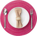 Round Placemats Set of 8 Woven Placemats Washable Braided Table Mats for Dining Table Heat Resistant Non-Slip Circle Place Mats(Pink)