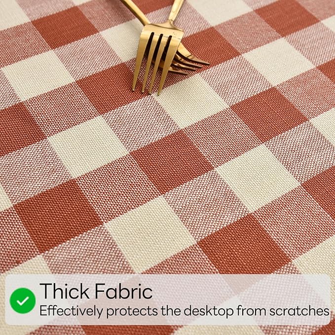 Gingham Table Cloth for Rectangle Tables Orange Checkered Plaid Tablecloth Heavy Duty Cotton Blend Washable & Wrinkle Table Cover for Outdoor Kitchen Dining Picnic Camping (52x98 Inch)