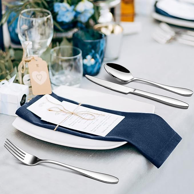 LIANYU 60 Piece Silverware Flatware Set for 12, Stainless Steel Home Kitchen Hotel Restaurant Cutlery Set, Eating Utensils, Mirror Finished, Dishwasher Safe