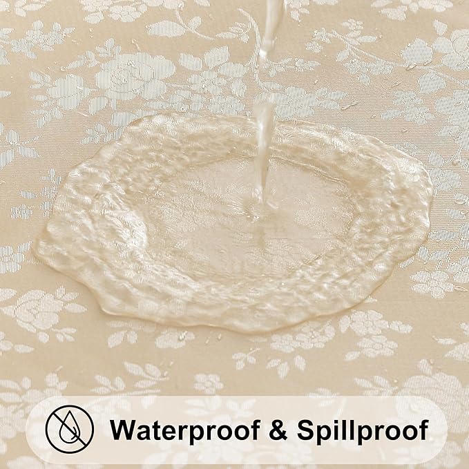 Smiry Square Table Cloth, Waterproof Heavy Duty Vinyl Tablecloths, Wipeable Washable Table Cover for Kitchen and Dining Room (Beige, 60" X 60")