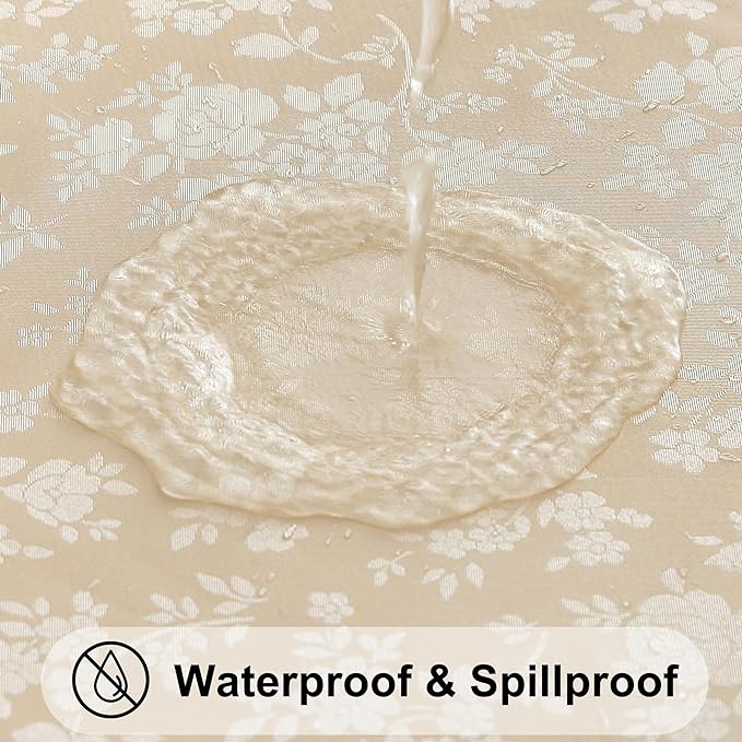 Smiry Rectangle Table Cloth, Waterproof Heavy Duty Vinyl Tablecloths, Wipeable Washable Table Cover for Kitchen and Dining Room (Beige, 60" X 126")