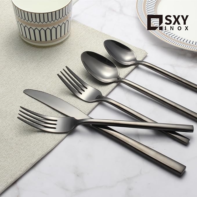 Silverware Set for 4,20 Pieces Forged Stainless Steel Flatware Set Cutlery Set,Heavy Duty and Modern Desgin,Fancy Tableware Cutlery Set for Home,Restaurant,Mirror Polished,Dishwasher Safe
