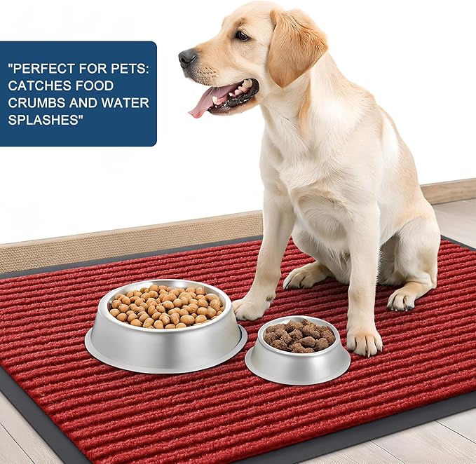 OLANLY Front Door Mat Indoor Outdoor Entrance, Waterproof Heavy Duty Doormat, Fade Resistant, Low Profile, Easy Clean Patio Porch Welcome Floor Mats for Entry, 59x23, Red