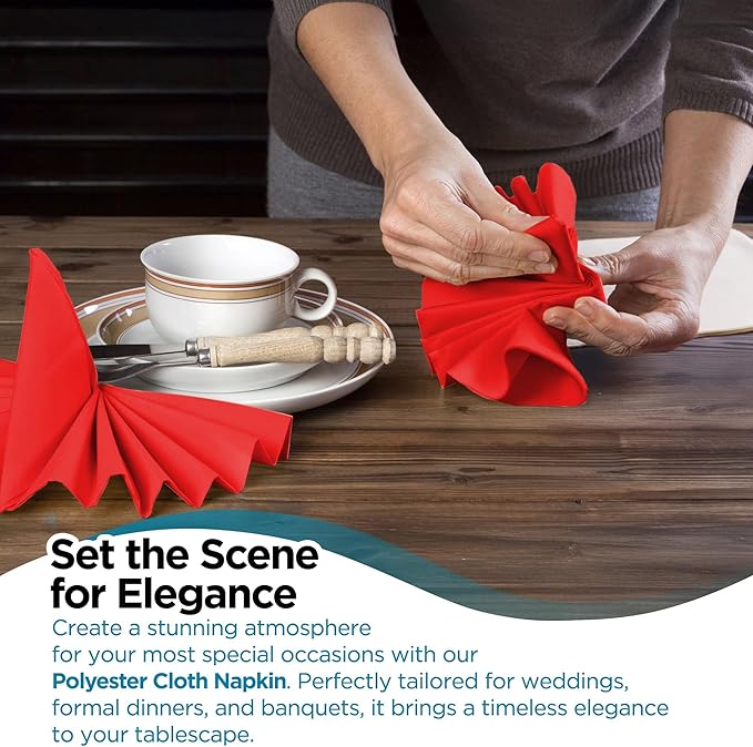 Polyester Cloth Napkins - Washable Soft Table Linens - Durable & Elegant for Dining, Restaurants, Weddings, Events, Rentals, Banquets, & Parties - Premium Quality Set of 250, Red, 17"x17"