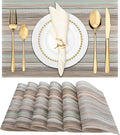 Winknowl Placemats Set of 6, Heat Resistant Non-Slip Vinyl Woven Table Mats for Dining Table, Washable Durable Elegant Place Mats for Kitchen Indoor/Outdoor Use (Teal Green)