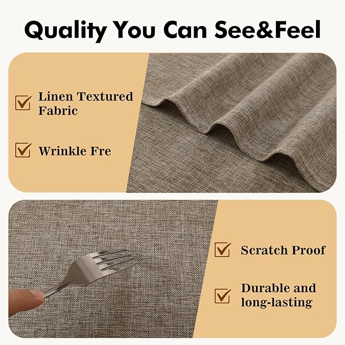 JIUZHEN Round Textured Table Cloth Linen Wrinkle Free Stain Resistant Farmhouse Decorative Circular Tablecloth for Kitchen, Dining, Party, Wedding, Outdoor Use (30 Inch Round,Khaki)