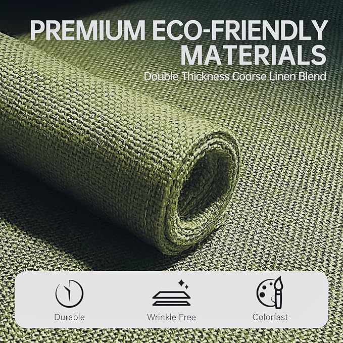 Blue Forest Placemats Set of 6, Dual-Layered Thickened Faux Linen Table Mats Heat Resistant Machine Washable Wrinkle Free Place Mats for Kitchen Dining Outdoor/Indoor (Grass Green)