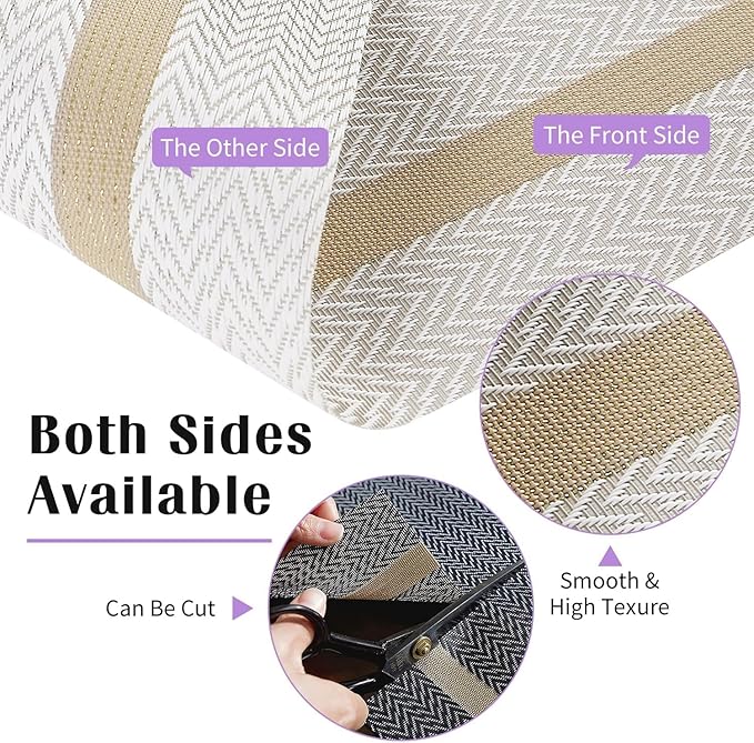 FAVE Placemats Set of 4 White Placemats Woven with Golden Thread Durable Vinyl Placemats Table Mats Set of 4 for Wedding, Banquet, Birthday, Party, Restaurant Decorations(White, 12"x18"-4PCS)