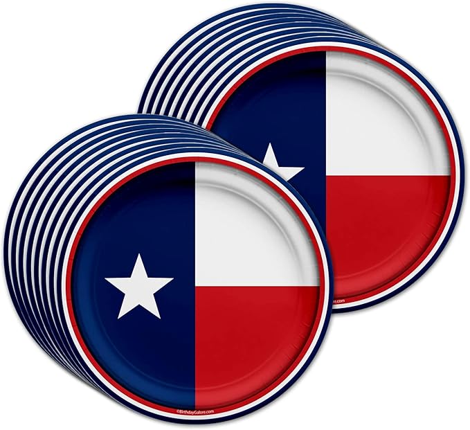 Texas State Flag Birthday Party Supplies Set Plates Napkins Cups Tableware Kit for 16