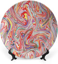 Ceramic Display Plate, Abstract Ceramic Hanging Decorative Plate, Mix of Colors Messy Dirty Look Artistic, 10 Inch, Living Room Kitchen Decoration Household, Multicolor