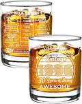 Old Fashioned Glasses-1996-Vintage 1996 old time information 10.25oz Whiskey Rocks Glass -30th Birthday Aged to Perfection - 30 years old gifts Bourbon Scotch Lowball Old Fashioned-1PCS