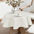JIUZHEN Round Textured Table Cloth Linen Wrinkle Free Stain Resistant Farmhouse Decorative Circular Tablecloth for Kitchen, Dining, Party, Wedding, Outdoor Use (40 Inch Round,White)