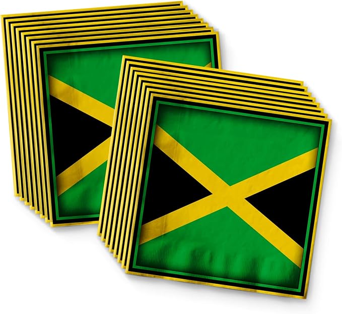 Jamaican Flag Jamaica Birthday Party Supplies Set Plates Napkins Cups Tableware Kit for 16
