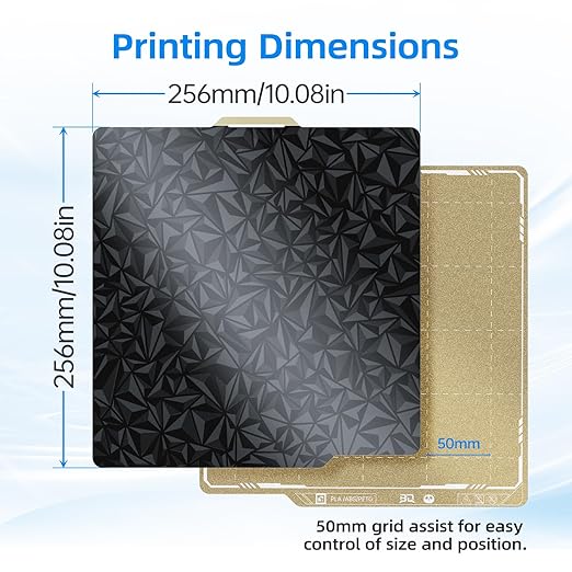 BIQU Designer Series Smooth PEO+Textured PEI Build Plate for Bambu-Lab P1P P1S P2S X1C X1E A1 257x257mm, Double Sided PEI Spring Steel Build Plate Flexible Sheet Print Bed Removable Surface Platform