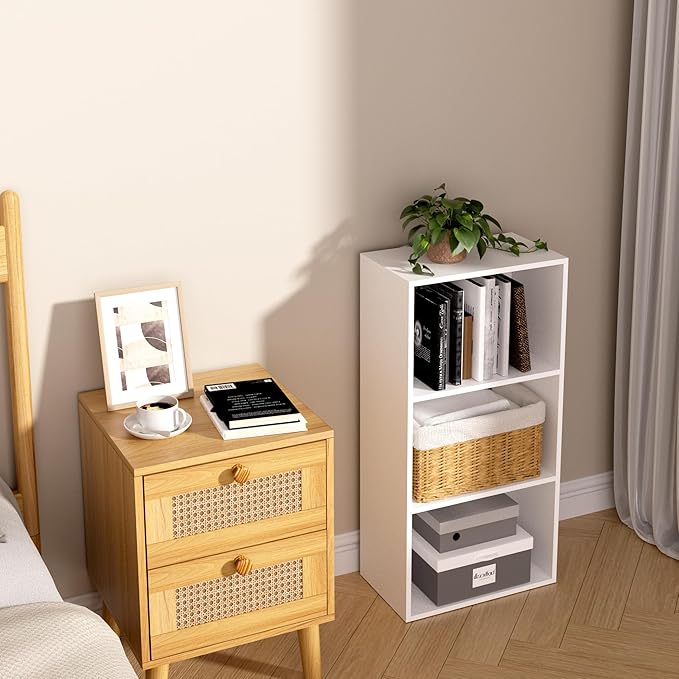 Wooden 3 Cube Storage Organizer, 3 Tier Low Bookcase Freestanding Storage Display Organizer,Versatile Cubes Shelf and Cubby Unit for Any Space 15.7inch