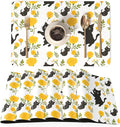 QIYI Placemats Set of 6, 12x18 Inch Faux Leather Place Mats for Kitchen Dinning, Heat Resistant Anti Slip Flower Table Mats, Waterproof Wipeable Washable Placemat Party Table Décor, Cute Black Kittens