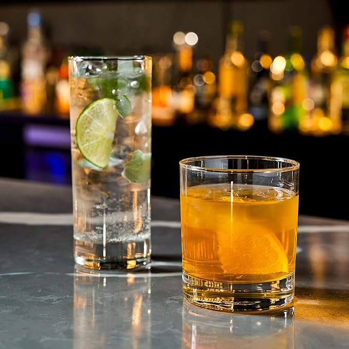 LEMONSODA Lowball Marino Rocks Glass, Classic Bar Glassware for Mojito, Whiskey, Cocktail, Mocktails and Drinking Water - 10oz (Set of 6)