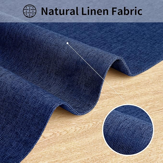 Cloth Placemats, Set of 6 Heat-Resistant Cotton Linen Blend Double Layered Machine Washable Place Mats, Wrinkle Free Thick Fabric Dining Table Mats for Indoors & Outdoors (Navy Blue, 6)