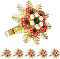 ZeeDix Christmas Colorful Snowflake Napkin Rings Set of 6, Napkins Ring for Dinning Table - Rustic Dinner Tables Decoration for Wedding Receptions Christmas Thanksgiving Holiday Party Dinner Parties