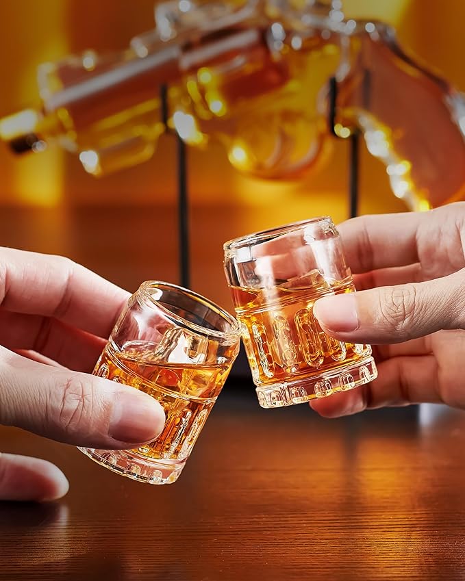 Birthday Gifts for Men Dad, Kollea Gun Whiskey Decanter Set with Shot Glass, Cool Anniversary Ideas for Him Husband Brother, Funny Military Retirement Present, Home Bar Drinking Party, New Year