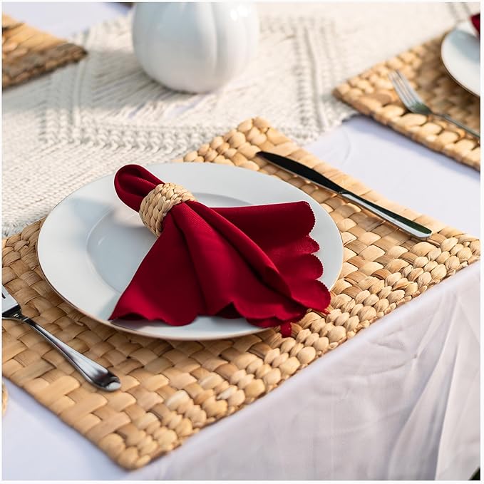 Table Mats Set of 6, Dining Decor, Heat Resistant Farmhouse Placemats Set of 6, Boho Placemats, Place Mats for Dining Tables, Wicker Woven Placemats, (Rectangle 17x12 in)